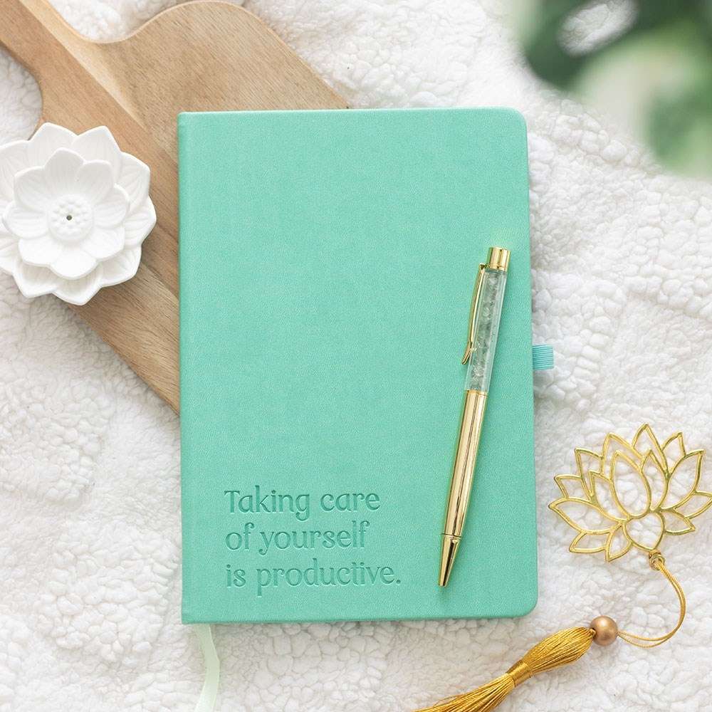 Something Different - A5 Wellness Journal with Aventurine Pen Notitieboek - Wit